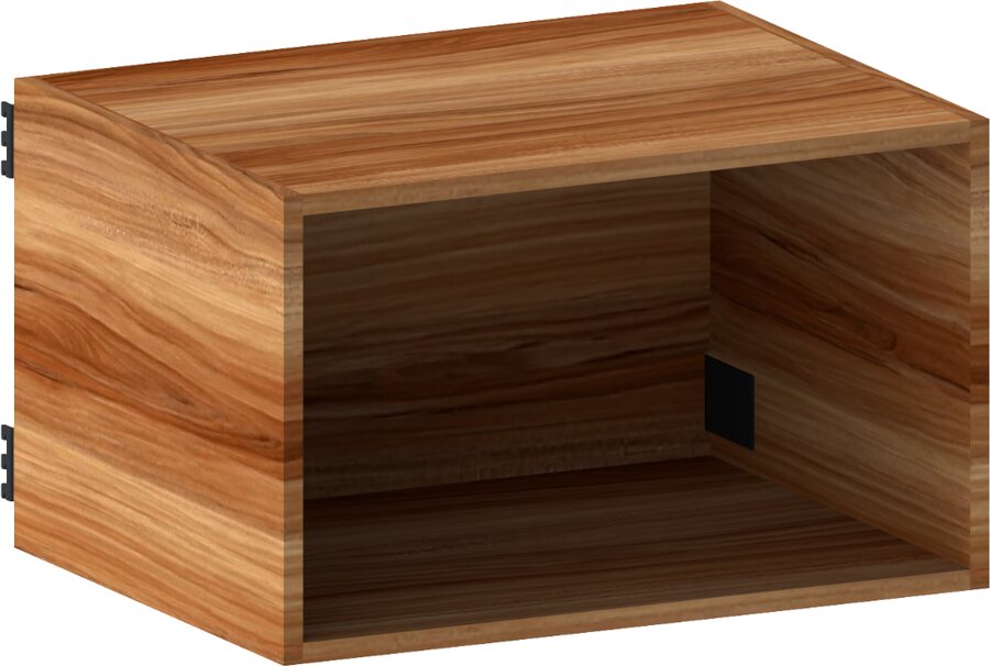 Holz-Regalbox als offene Hängebox für den Produktverkauf